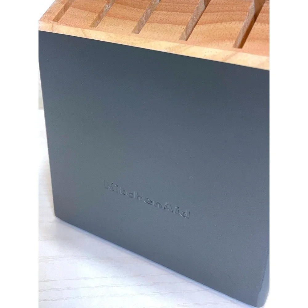 KitchenAid‎ Knife Block Holder Dark Gray Wood Slots Block Storage Organizer